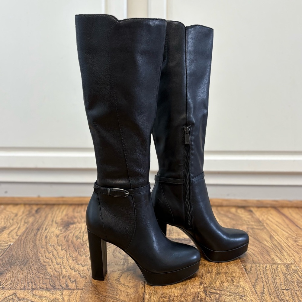 NATURALIZER Womens Black 1" Platform Fenna Almond Leather Boots 5.5 M NC